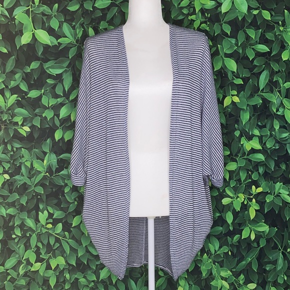 STRIPED OPEN CARDIGAN W/ MID-LENGTH BATWING SLEEVES · SIZE S - Picture 5 of 5